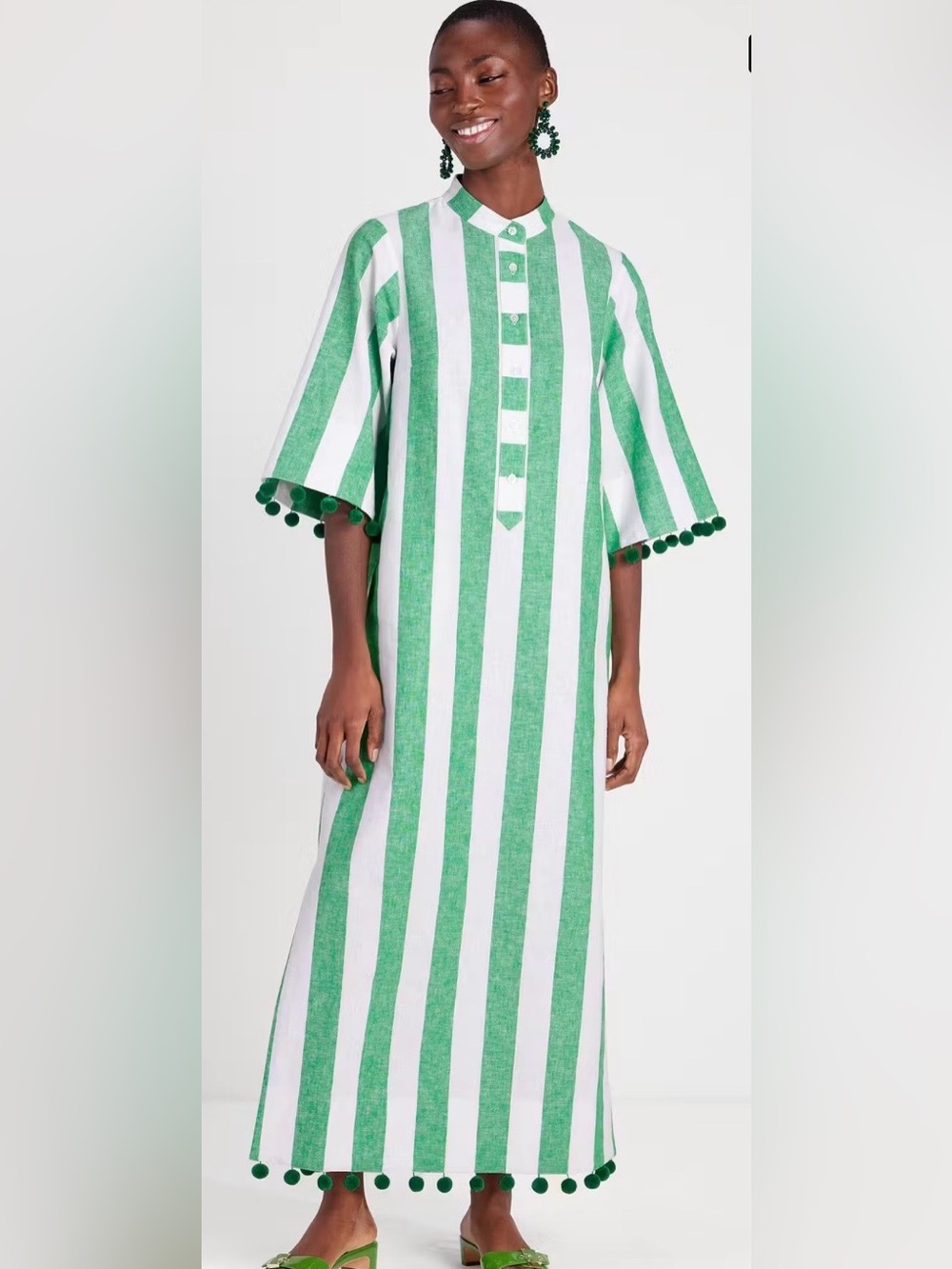 kate spade Awning Stripe Pom Pom Tunic